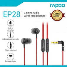 Rapoo EP28 Wired Earphones – In-ear headphones, 3.5mm Audio Jack, Volume Control Buttons